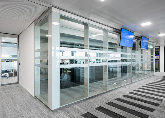 Single / Double Glazed Frameless Glass Partition Walls Modular Demountable Soundproof