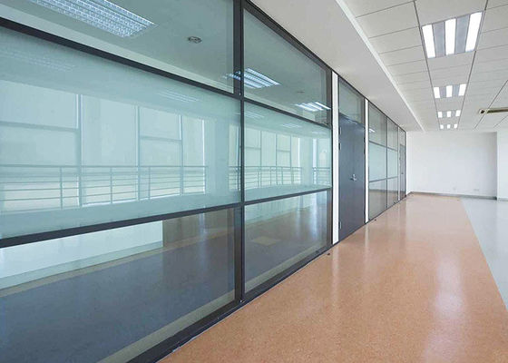 Office Prefabricated Glass Partition Wall System Sound Insulation With Swing Door