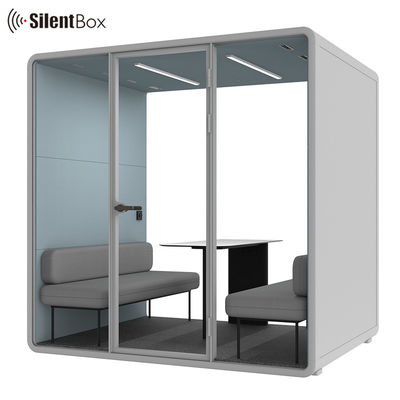 Movable Soundproof Meeting Pod with 4 People Seats STC30dB and 4000K Natural Light