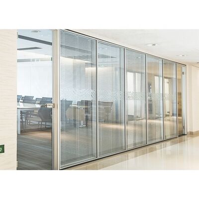 Office Aluminum Glass Partition Wall Framed Glass Office Partition with Shutter