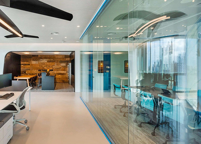 Office Prefabricated Glass Partition Wall System Sound Insulation With Swing Door